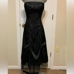 NWOT Rubber Ducky Satin Strapless Black High Low Cocktail/Prom  Dress